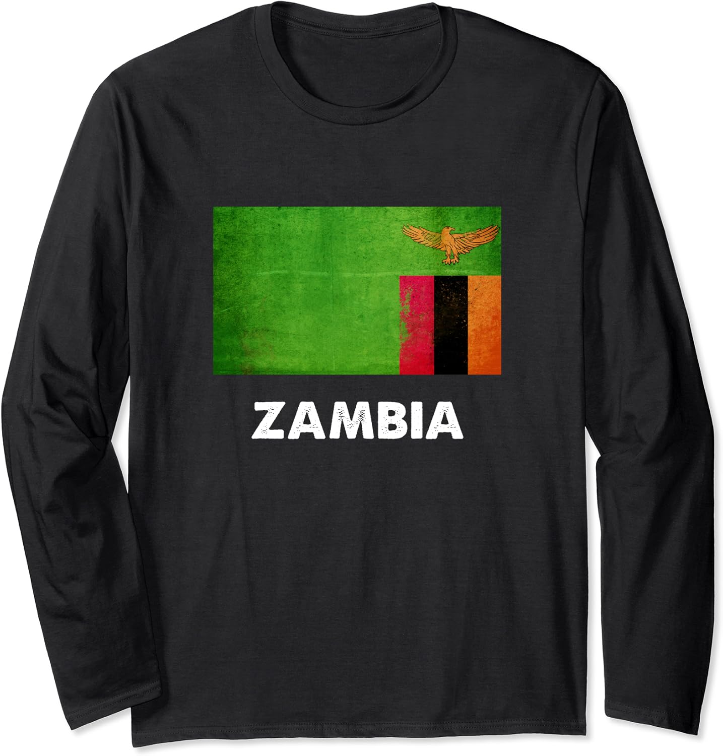 Zambian Zambia Flag Long Sleeve TShirt Clothing, Shoes